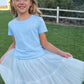 Willow Tutu in Porcelain Sky + Pink Satin Drawstring bag