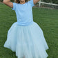 Willow Tutu in Porcelain Sky + Pink Satin Drawstring bag