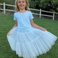 Willow Tutu in Porcelain Sky + Pink Satin Drawstring bag