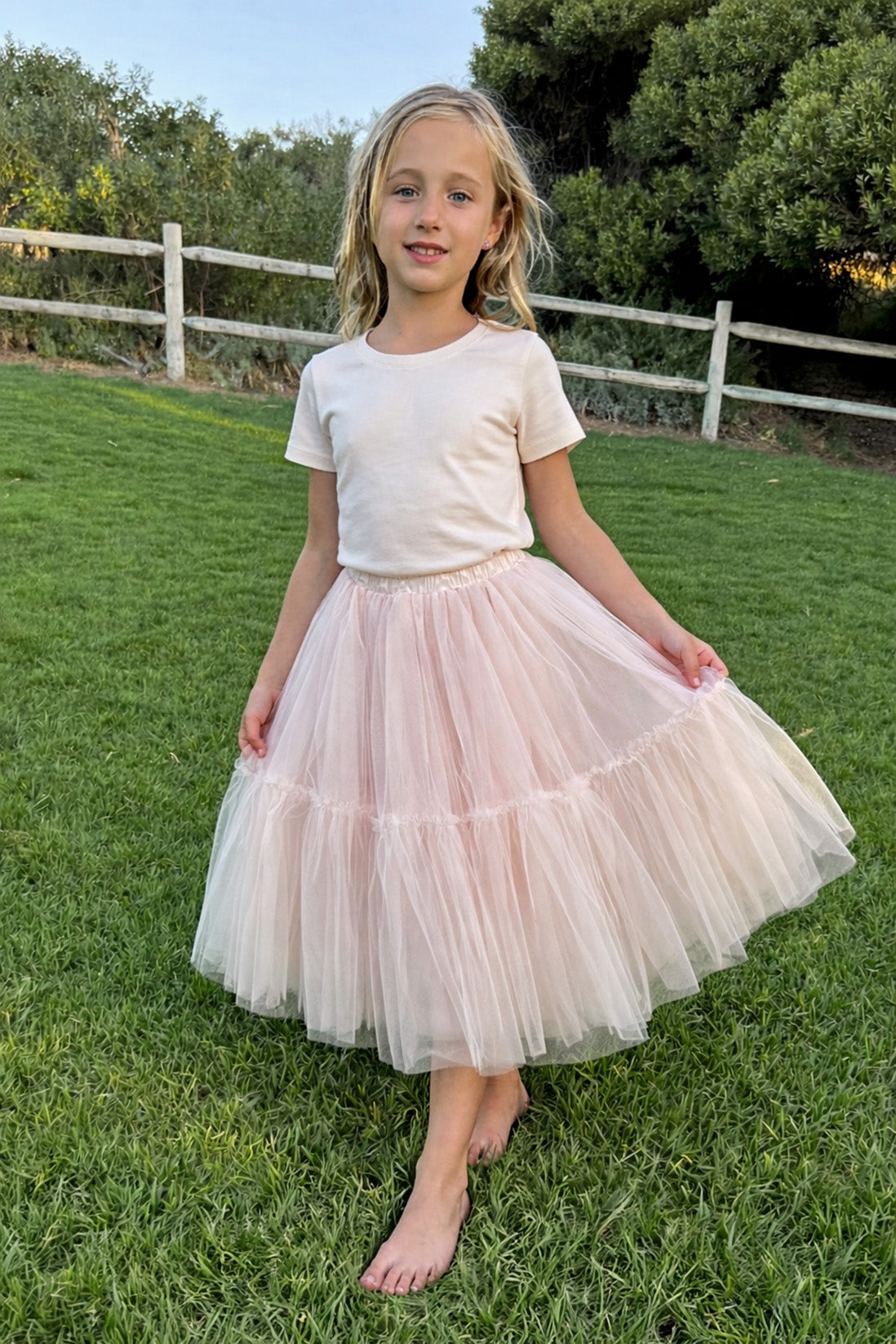Willow Tutu in Buttercream + Pink Satin Drawstring Bag
