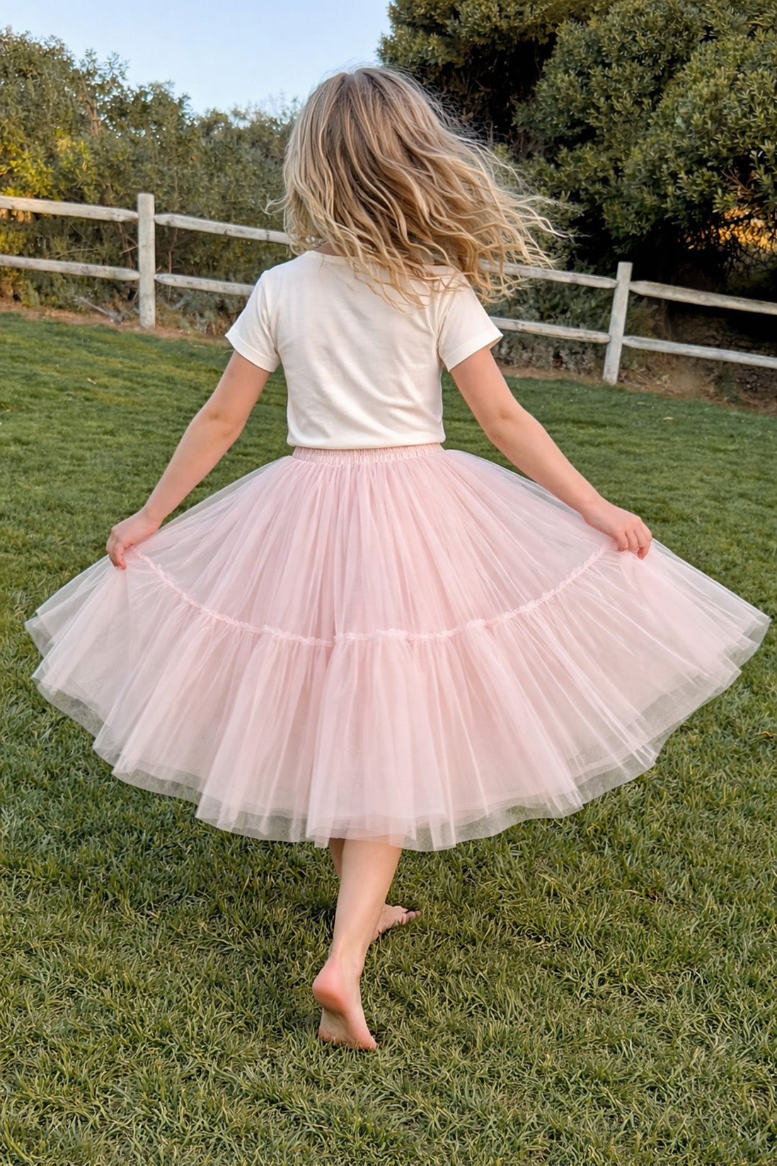 Willow Tutu in Buttercream + Pink Satin Drawstring Bag