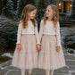 Willow Tutu in Buttercream + Pink Satin Drawstring Bag