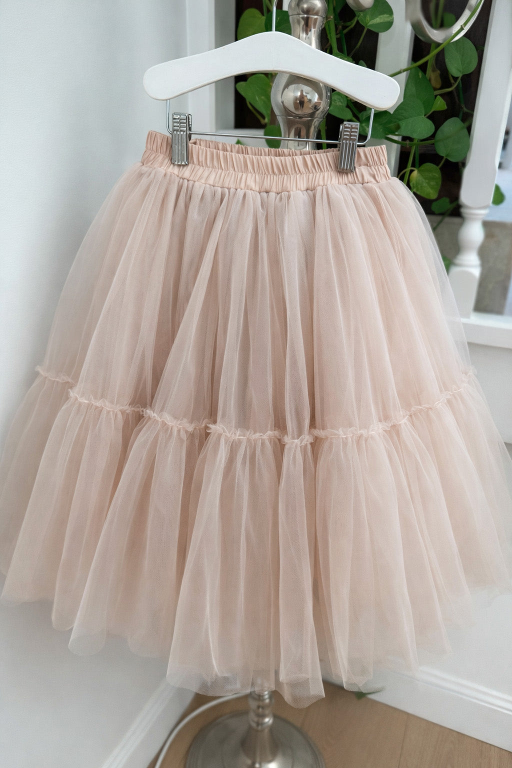 Willow Tutu in Buttercream + Pink Satin Drawstring Bag