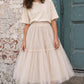 Willow Tutu in Buttercream + Pink Satin Drawstring Bag