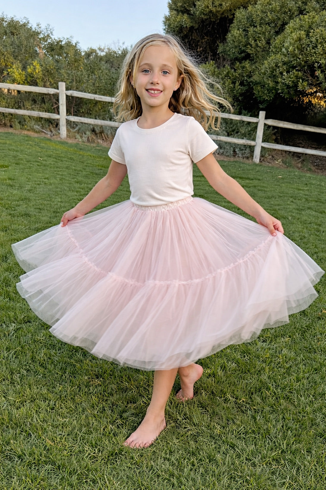 Willow Tutu in Buttercream + Pink Satin Drawstring Bag