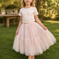 Willow Tutu in Buttercream + Pink Satin Drawstring Bag