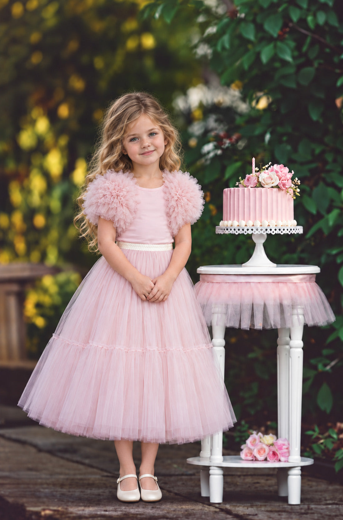 Willow Tutu in Ballet Pink + Pink Satin Drawstring Bag