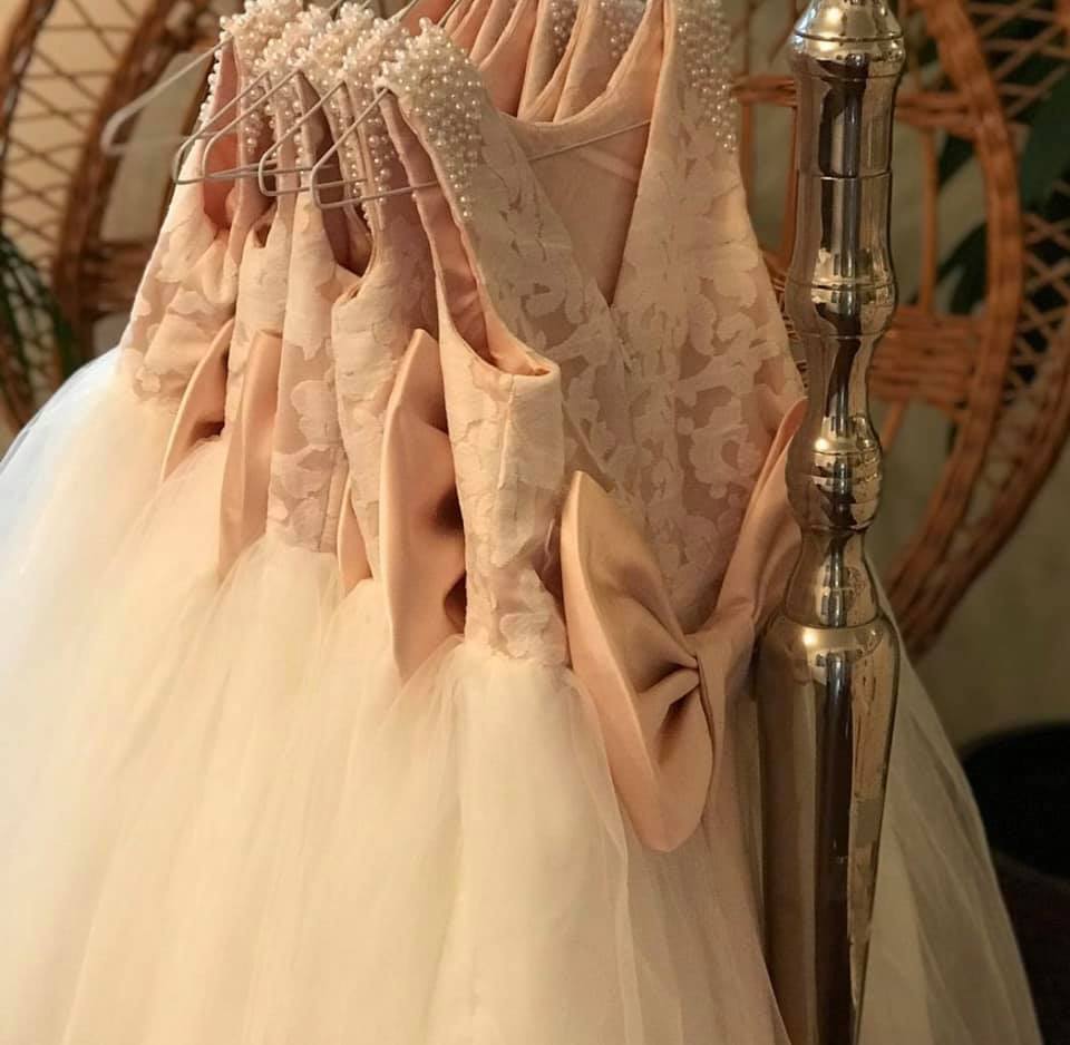 Maryanne Baby Pink + Ivory White Skirt - Flower Girl Dress