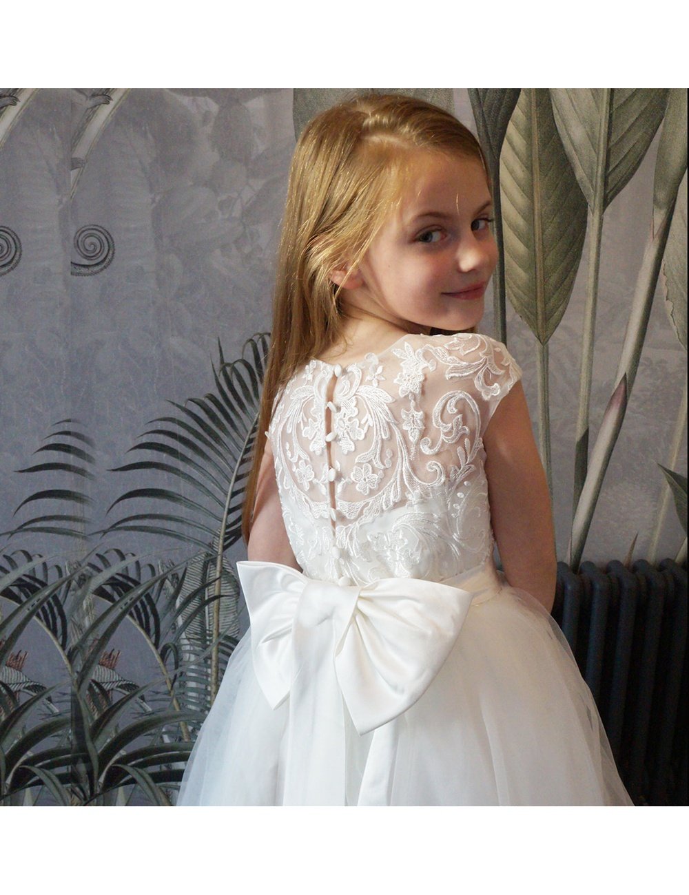 Ameria in Ivory Flower Girl Communion Dress