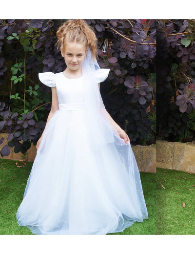 Fayette in Ivory with Vail - Flower Girl Dress | Communion Dress