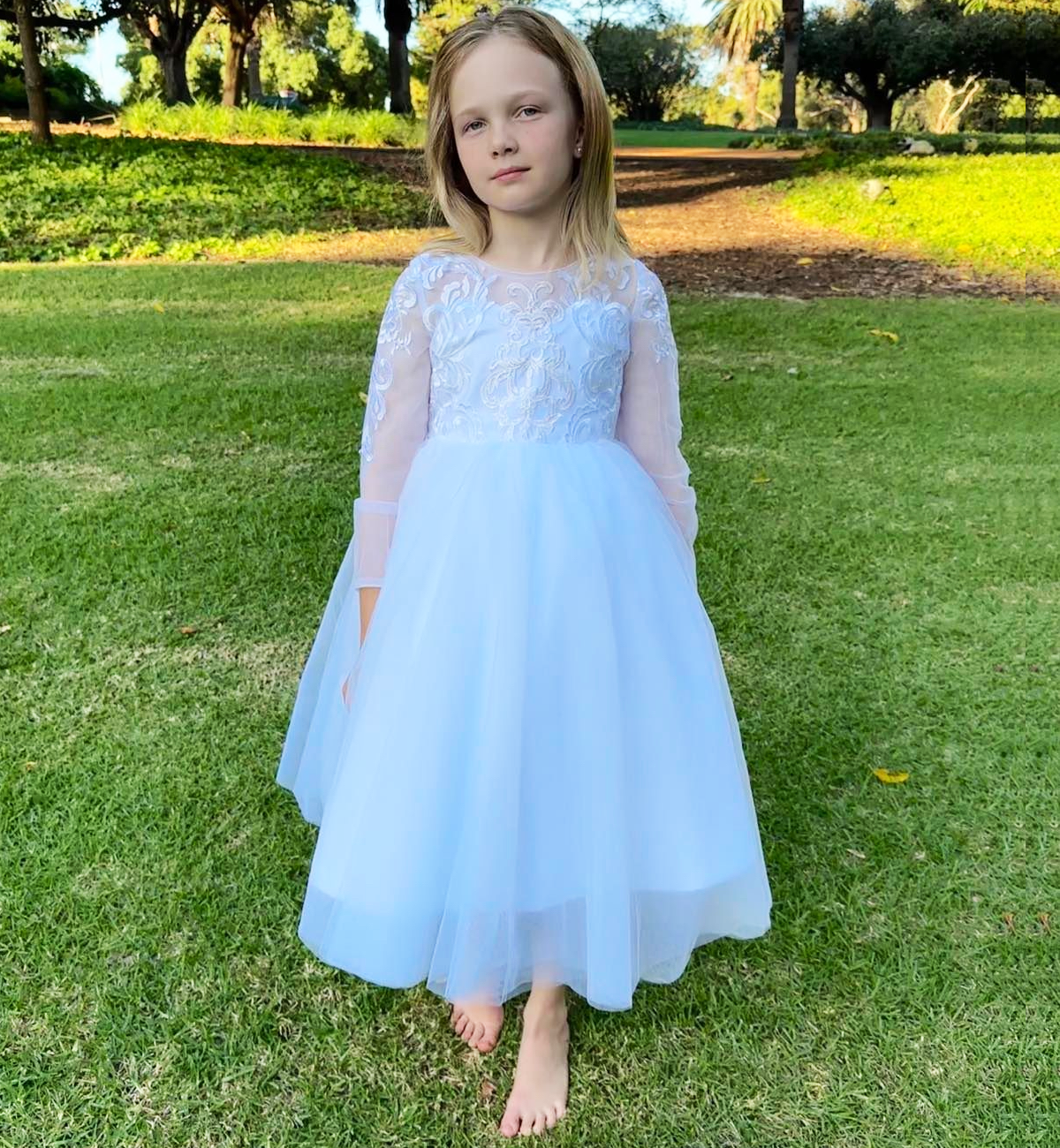 Violet in White - Flower Girl or Communion Dress