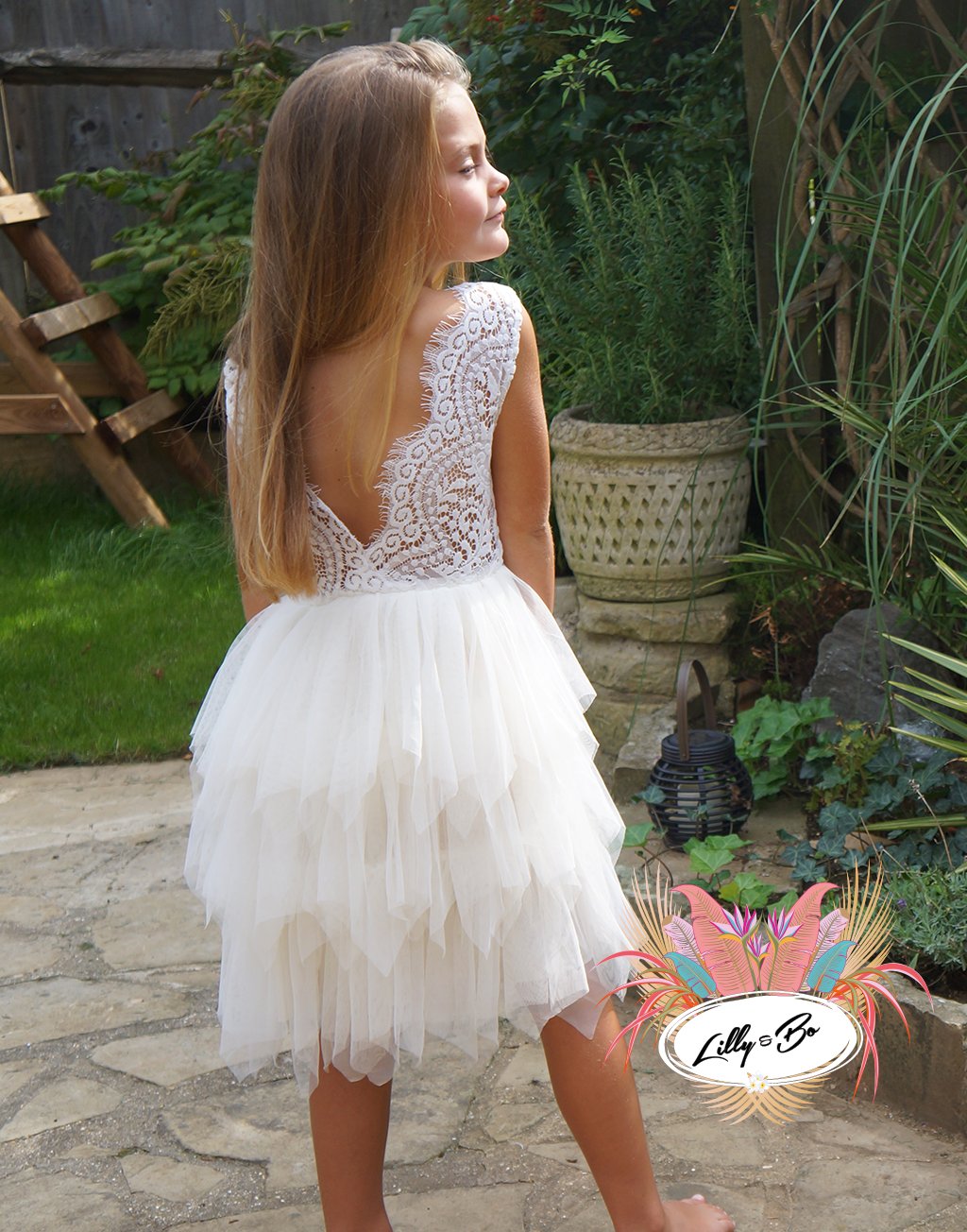 Aria in Antique Cream ~ Party or Flower Girl Dress