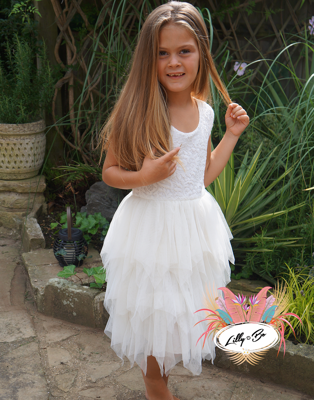 Aria in Antique Cream ~ Party or Flower Girl Dress