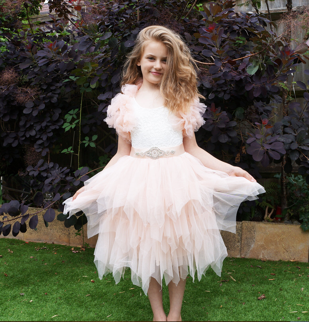 Aria in Blush/Apricot ~ Party or Flower Girl Dress