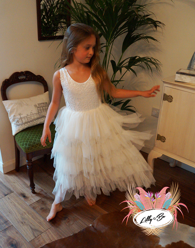 Bess in Cream  ~ Luxurious Tulle Flower Girl | Party Dress