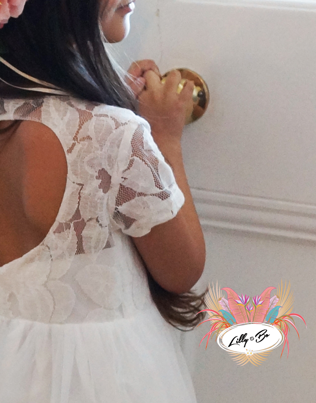 Cerri ~ Ivory White Flower Girl or Communion Dress