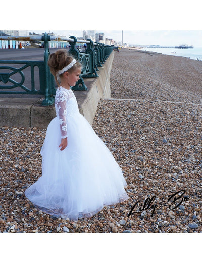 Cynthia in Ivory with Train - Flower Girl | Communion Dress