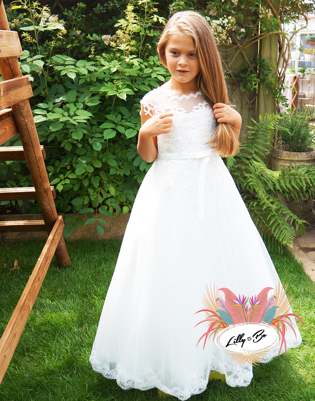 Novella in White ~ Flower Girl Communion Dress