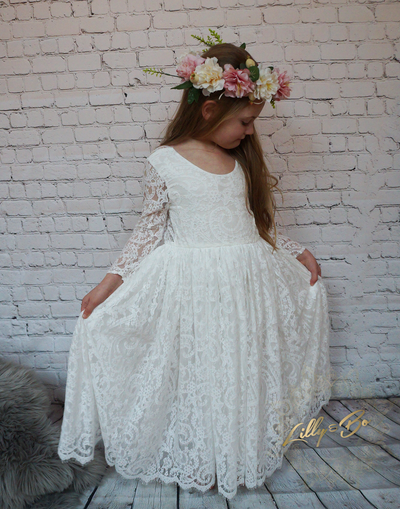 Evelyn ~ Ivory lace dress ~ Flower Girl | Party Dress