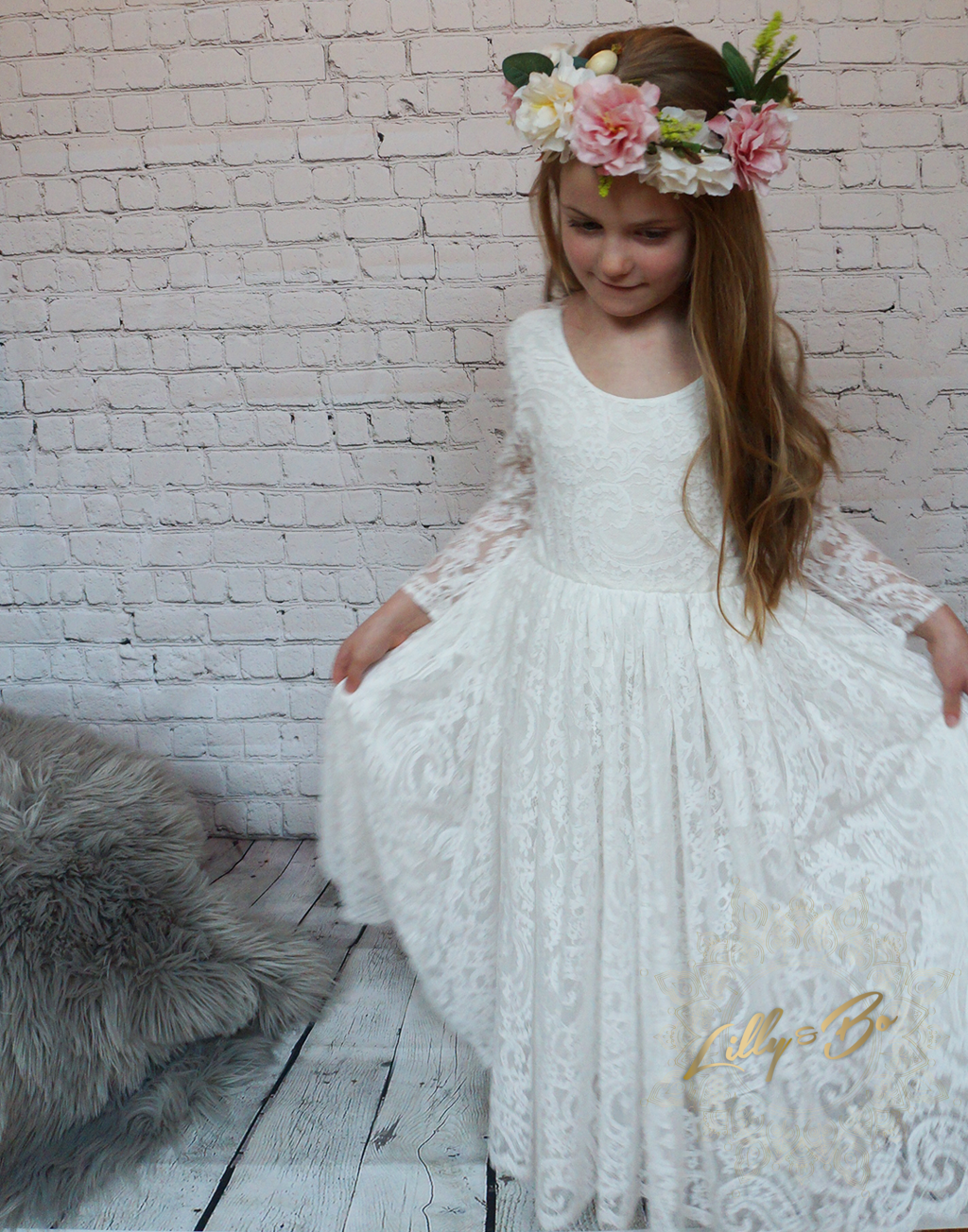 Off white lace flower 2025 girl dresses