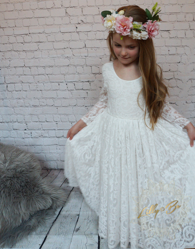 Evelyn ~ Ivory lace dress ~ Flower Girl | Party Dress