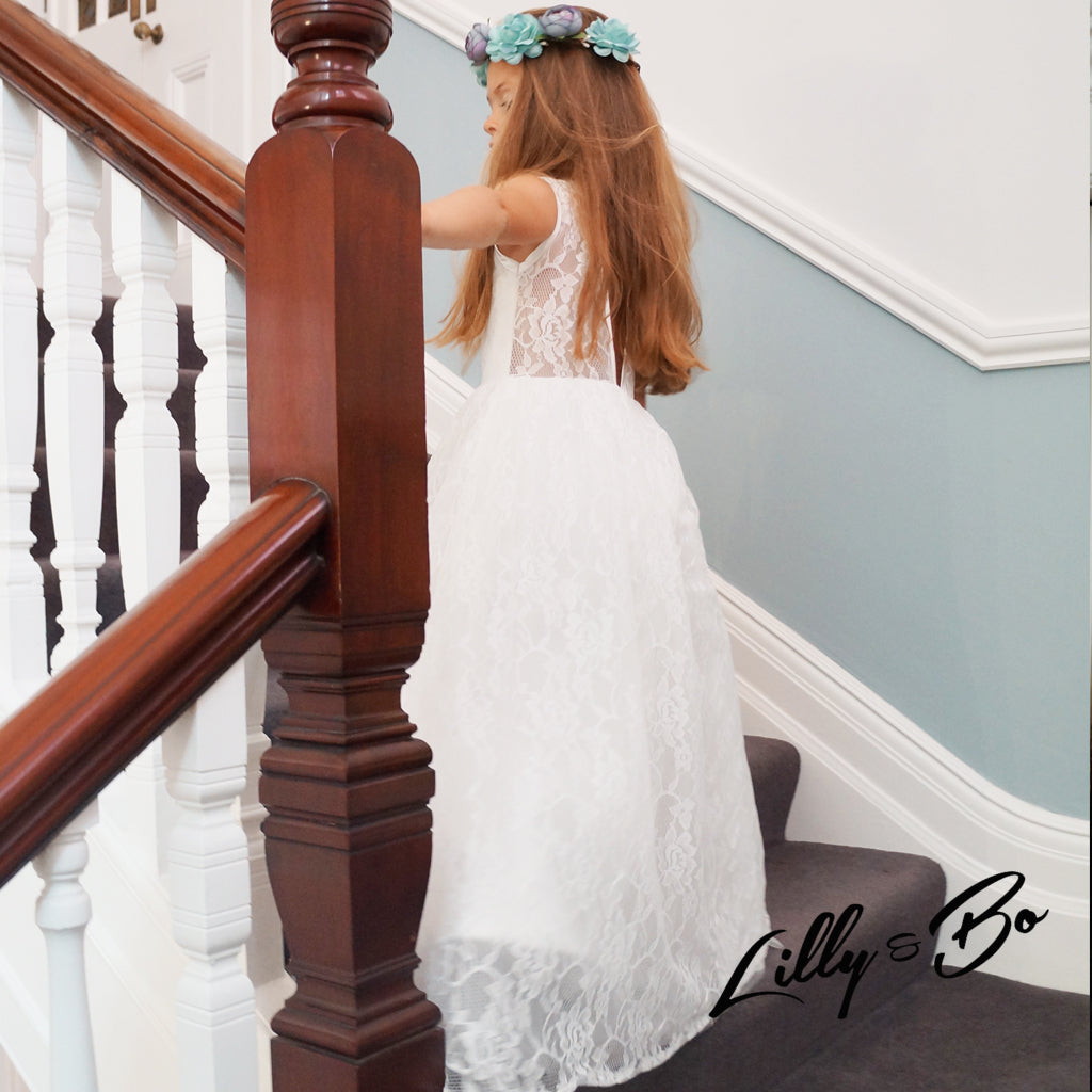 Holly in Ivory~ Flower Girl Dress