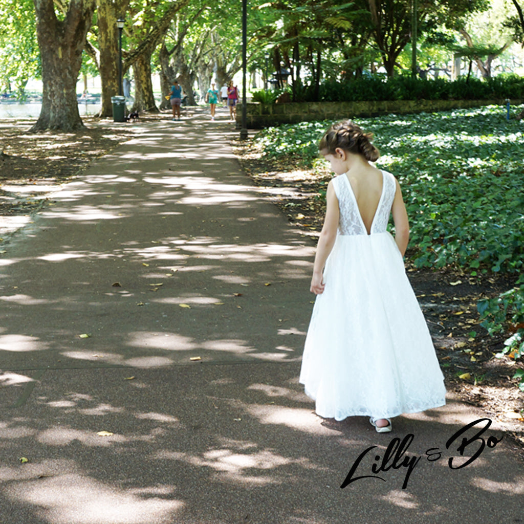 Holly in White ~ Flower Girl Dress