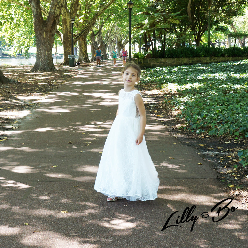 Holly in White ~ Flower Girl Dress