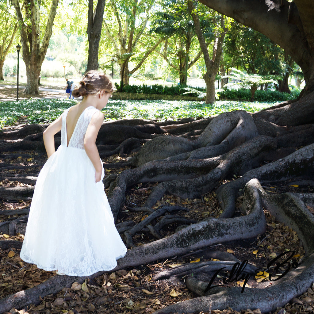 Holly in White ~ Flower Girl Dress