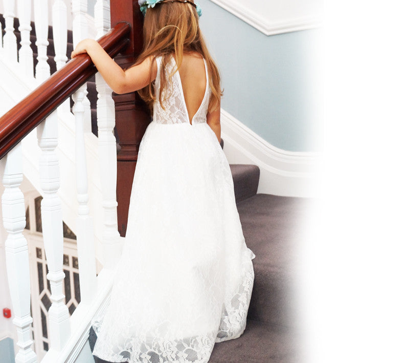 Holly in White ~ Flower Girl Dress