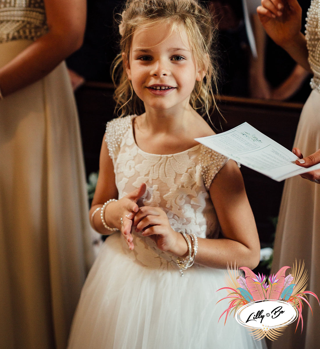 Maryanne in White + Blush - Flower Girl Dress