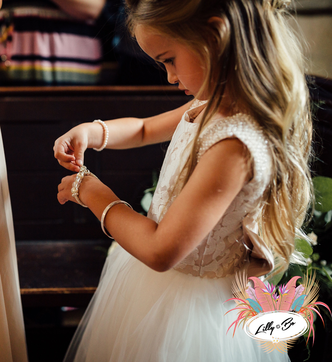 Maryanne in White + Blush - Flower Girl Dress