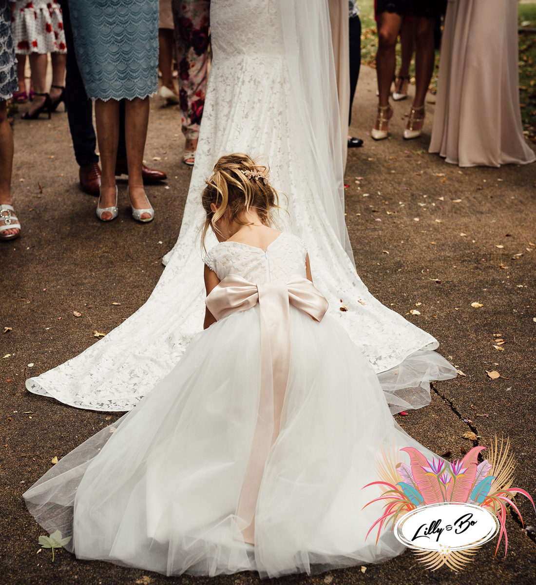 Maryanne in White + Blush - Flower Girl Dress
