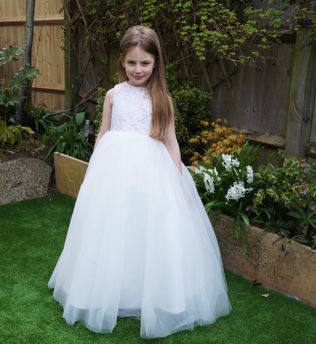 Maryanne Baby Pink + Ivory White Skirt - Flower Girl Dress