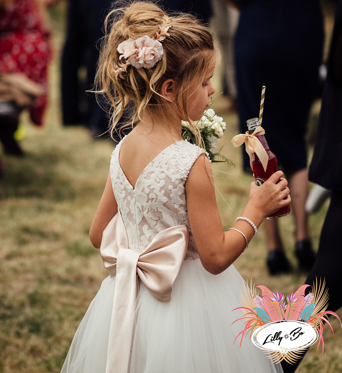 Maryanne in White + Blush - Flower Girl Dress
