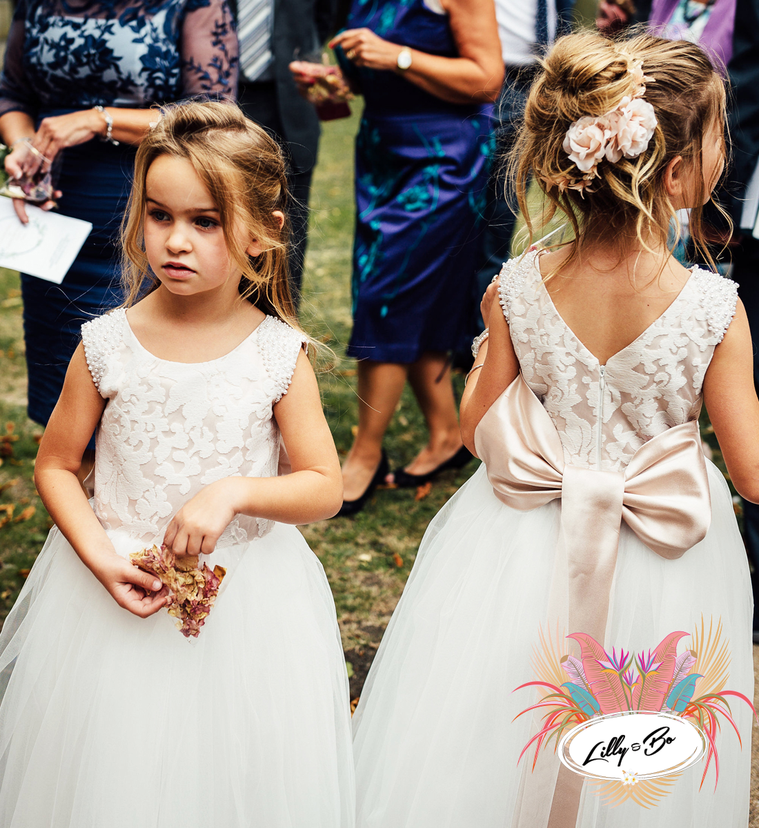 Maryanne in White + Blush - Flower Girl Dress