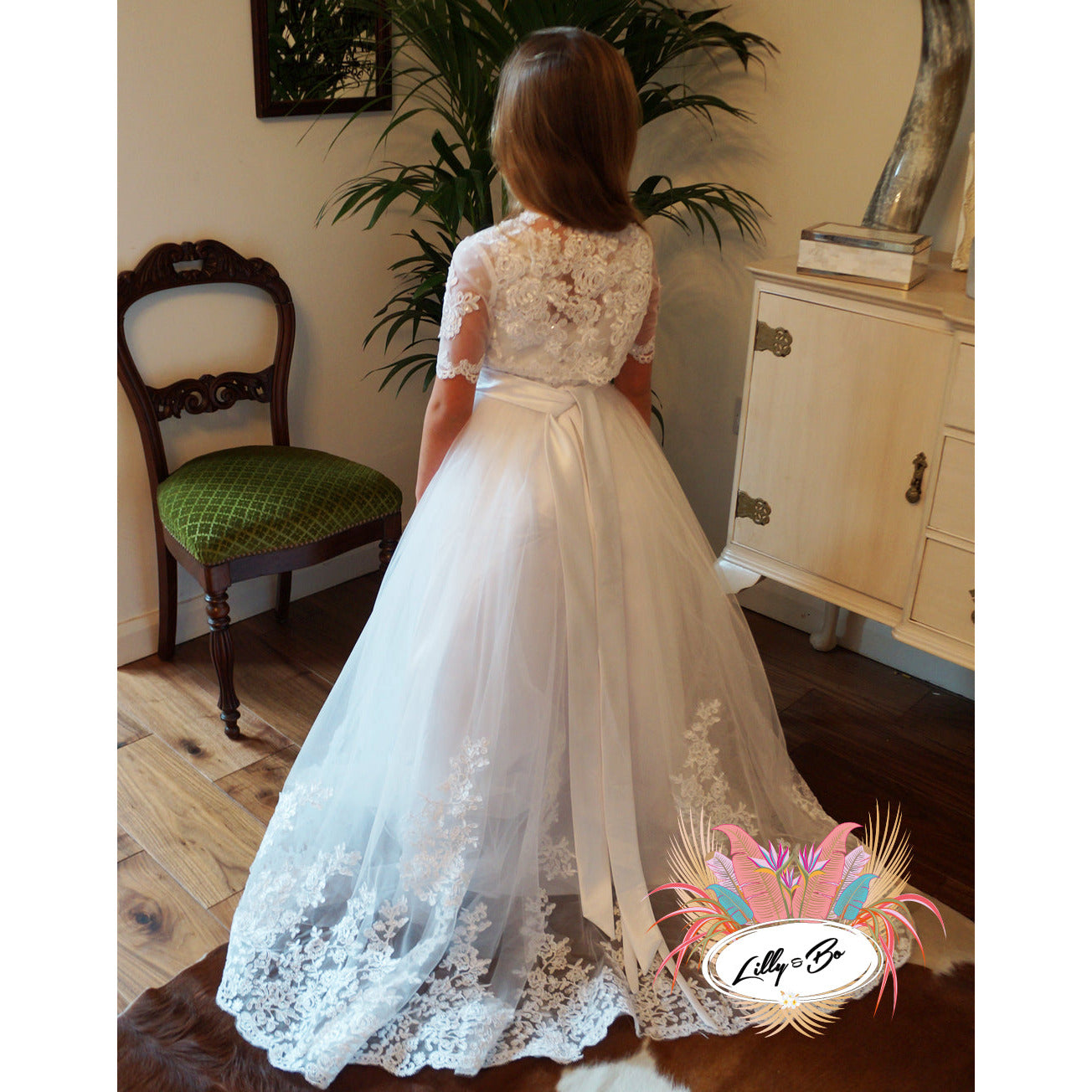 Olivia in Ivory (with train)~ Flower Girl | Communion Dress